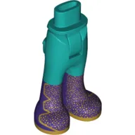 Minidoll Hips and Trousers with Back Pockets and Dark Purple Boots with Gold Decoration Print