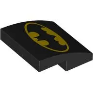Slope Curved 2 x 2 x 2/3 with Yellow Batman Symbol print