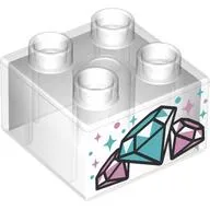 Duplo Brick 2 x 2 with Diamonds print