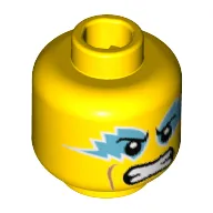 Minifig Head Wrestling Champion, Medium Azure Eye Paint, Clenched Teeth Print [Hollow Stud]