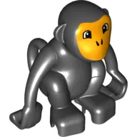 Duplo Animal Monkey with Curly Tail, Bright Light Orange Face Print
