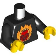 Torso, Red Bionicle Mask with Fire Print, Black Arms, Yellow Hands
