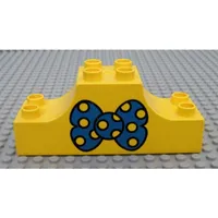Duplo Brick 2 x 6 x 2 with Curved Ends and Bow Tie Print