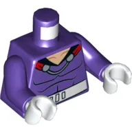 Torso Muscles, White Belt, Red Cape Ends Print (Magneto), Dark Purple Arms, White Hands