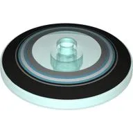 Dish 4 x 4 Inverted with Open Stud [Radar] with Black, Light Blue, and Metallic Silver Circles Print