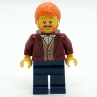 Man, Dark Red Jacket, Dark Blue Legs, Orange Hair