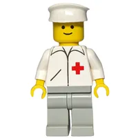 Doctor, White Jacket with Red Cross, Light Gray Legs, White Hat