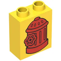 Duplo Brick 1 x 2 x 2 with Red Fire Hydrant Print
