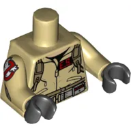 Torso Jumpsuit with 'E.S.' ID Badge Print, Tan Arms with Ghostbusters Logo, Black Hands