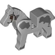 Animal, Horse, Movable Head, Piebald with Dark Bluish Gray Spots and Blinkers Print