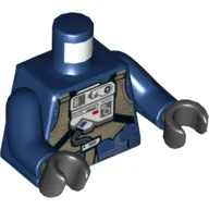 Torso Flight Suit, Dark Tan Vest, Light Bluish Gray Front Electronic Panel Print (Rebel U-Wing Pilot), Dark Blue Arms, Black Hands