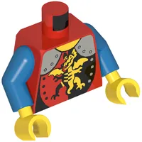 Torso Armor, with Silver Shoulder Covers, Dragon Standing Print, Blue Arms, Yellow Hands