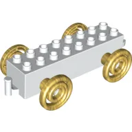 Duplo Car Base 2 x 8 x 1 1/2 with Large Gold Spoked and Spiraled Wheels