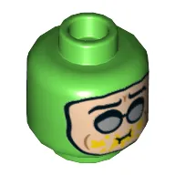 Minifig Head Condiment King, Dual Sided, Silver Glasses, Eating / Angry Teeth Print [Hollow Stud]