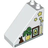 Duplo Brick 4 x 2 x 3 Slope 45° with Plant in Pot, Framed Picture of an Avocado Print