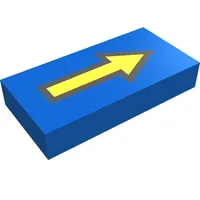 Tile 1 x 2 with Arrow Long Yellow with Black Border Print