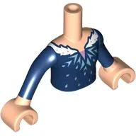 Minidoll Torso Girl with Light Nougat Arms and Hands with Dark Blue Dress, Medium Azure Crystals, White Fur print