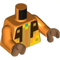 Torso, Dark Brown/Gold Pixels print (Minecraft), Orange Arms, Medium Nougat Hands
