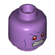 Minifig Head Thanos, Red Eyes, Angry Grin with Teeth Print