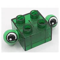 Duplo Brick 2 x 2 with 2 Green Protruding Eyes