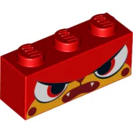 Brick 1 x 3 with Unikitty Angry, Mad Print
