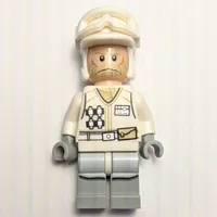 Rebel Trooper in Hoth Uniform, White Hat, White Jacket, Tan Beard, No Backpack