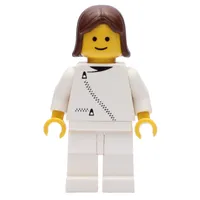 Woman, White Jacket with Zipper, White Legs, Brown Hair