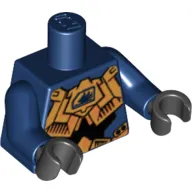 Torso Gold Body Armour with Wing Logo Print, Dark Blue Arms, Black Hands