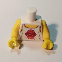 Torso Tank Top, Dark Red Cupcake with 'Stud' Print, Yellow Arms and Hands