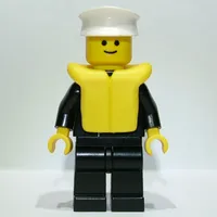 Boat Admiral, Black Suit with Gold Anchor, Yellow Life Vest