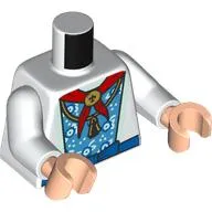 Torso, White/Dark Azure Dress, Blue Belt, Red Scarf, Gold Necklace print, White Arms, Light Nougat Hands