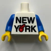 Torso with New York Red Apple Print, Blue Arms, Yellow Hands