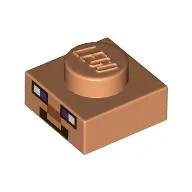 Plate 1 x 1 with Pixelated Face, Dark Purple Eyes, Nougat Nose, Black Moustache print