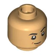 Minifig Head Kenji, Black Eyebrows, Raised Eyebrow, Smirk/Scared