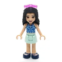 Emma - Dark Blue Top, Light Aqua Skirt, Glasses