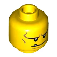 Minifig Head Axl, Dual Sided, Smile with Tooth / Frown Angry Print [Hollow Stud]