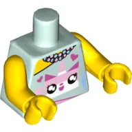 Torso, Dress with Hearts and Stars, Beaded Necklace, Pink Unikitty Print, Yellow Arms and Hands
