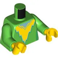 Torso, Yellow/Sand Blue Lightning Chest print, Bright Green Arms, Yellow Hands