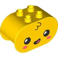 Duplo Brick 2 x 4 x 2 Rounded Ends with Face, Open Mouth, Dark Pink Cheeks print