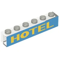 Brick 1 x 6 with No Bottom Tubes with Yellow/Blue 'HOTEL' Print