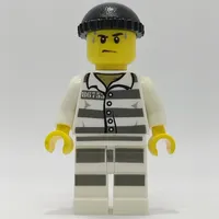 Criminal, Prison Shirt with #86753, Prison Striped Legs, Black Hat