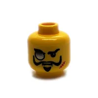 Minifig Head Lord Sam Sinister, Monocle, Scar, and Goatee Print