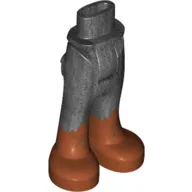 Minidoll Hips and Trousers with Back Pockets and Dark Orange Boots with Copper Leaves Print