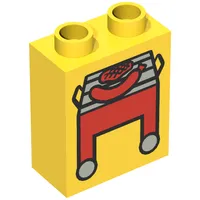 Duplo Brick 1 x 2 x 2 with Red Grill and Hot Dog Print