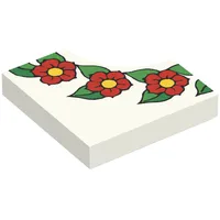 Tile Special 2 x 2 without 1 x 1 Quarter Circle with Scala Flower Print