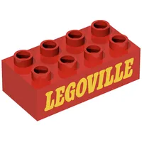 Duplo Brick 2 x 4 with 'LEGOVILLE' Print