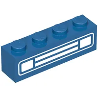 Brick 1 x 4 with Bottom Tubes, Lowered Center Cross Support with Chrome Silver Car Grill Print