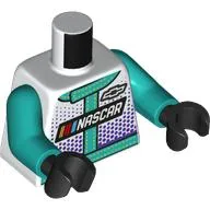 Torso Race Jacket, Black and White 'NASCAR', Dark Turquoise Trim, Dark Purple Dots print, Dark Turquoise Arms, Black Hands