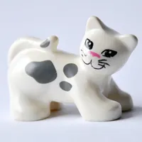 Duplo Animal Cat with Whiskers, Pink Nose, and Gray Spots Print