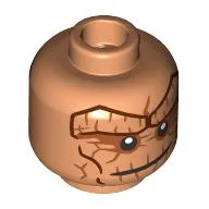 Minifig Head The Thing / Benjamin Grimm, Nougat Rock Lines, Wide Black Mouth, Neutral / Scowl